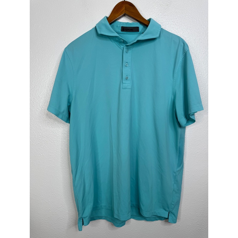G/FORE Mens Performance Golf Polo Shirt Turquoise Blue Stretch‎ Size Large